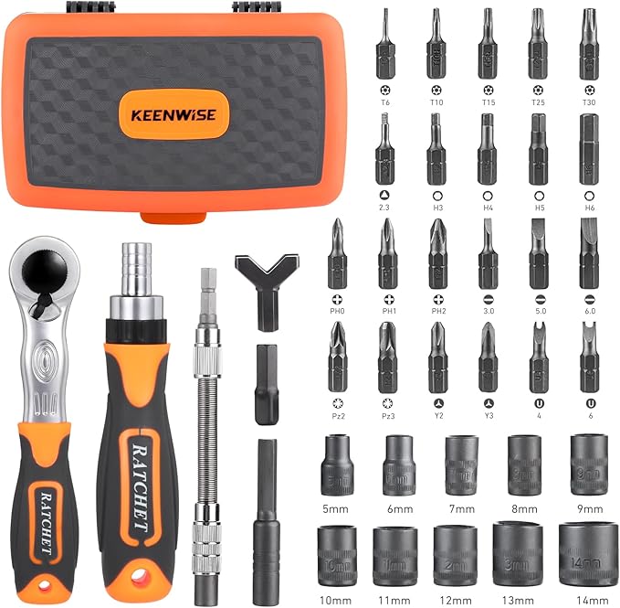 Ratcheting Screwdriver Set: KeenWise 38-in-1 Ratchet Screwdriver Tools Versatile Magnetic Tools for Mechanics and DIY Enthusiasts (2880B)