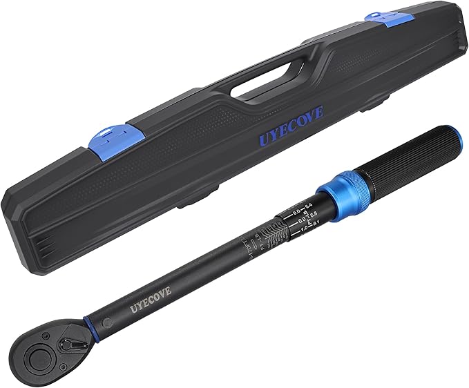 UYECOVE 1/2-Inch Drive Click Torque Wrench, Dual-Direction Click Professional Torque Wrench 10-170FT.LB/13.6-230.5N.M, Dual Range Scales Graduated in FT.LB and N.M, Blue