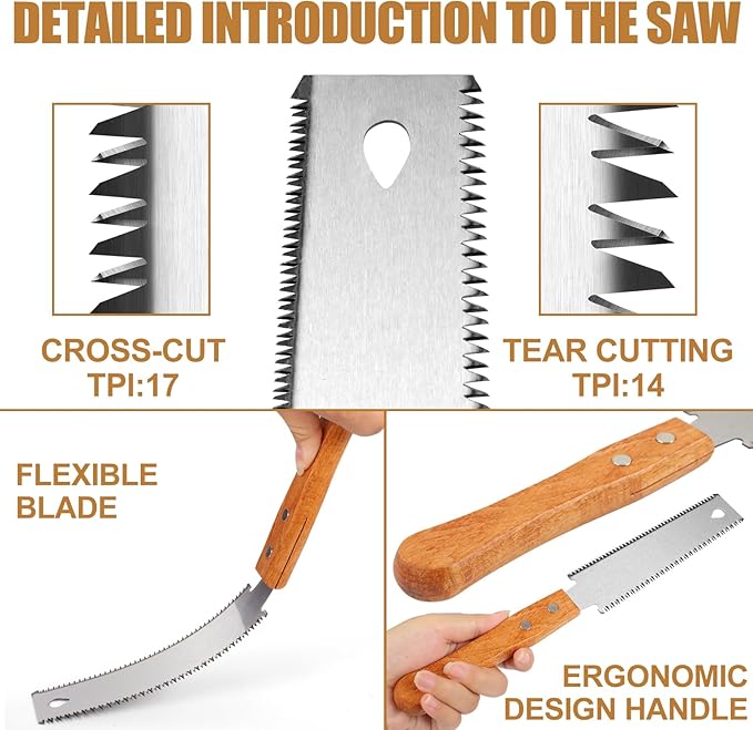 Japanese Hand Saw 2 Pack ，6 Inch Double-Edged Pull Saw with 14/17 TPI SK5 Steel Blade – Sharp Teeth & Comfort Wood Handle for Precision Woodworking Tools