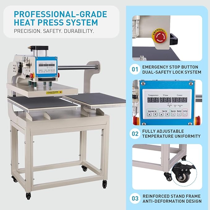 16?쓝24??Commercial Heat Press Machine, Up Sliding, for T-Shirts Garments Bag Textile Curtain, Digital Industrial Sublimation Printer for Sublimation Vinyl Heat Transfer Projects