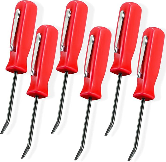 6 Pieces Mini Pocket Pry Bar with Clip Mini Pry Bar Set 4.5 Inch Length for Home Office Car Repair Gadgets Mechanics Electricians Technicians (Red)