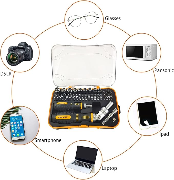 61pcs Ratcheting Screwdriver Set,Socket Set,Precision Screwdriver Bit Set with Rotatable Ratchet Handles 竊?Storage Case,Household Repair Tool Kits for Bike Watches and glasses,phones etc