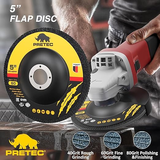 Grinding Cutting Wheels 5 inch Set - PRETEC 5" 20 Cut Off Wheels, 3 Grinding Wheels, and 3 Flap Discs for Angle Grinder Cutting and Grinding 5??x 3/64" x 7/8", 20+3+3 PCS, Brown