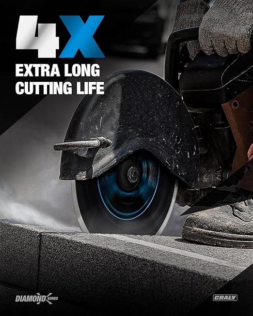 CRALY 14 Inch Super Thin Segmented Diamond Blade, 1 in Arbor, 9'' Diamond Stone Blade for Angle Grinder & Masonry Saw, Diamond Cutting Wheel for Cutting Concrete, Paver, Masonry, Stone, Granite