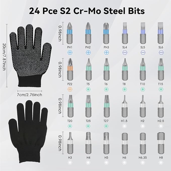 24 in 1 Magnetic Screwdriver Set, HYLEBOR Screwdriver Set with Detachable Handle, Mini Repair Tool Kit, Multipurpose DIY Precision Ratcheting Tool Set for Professional Work and Maintenance