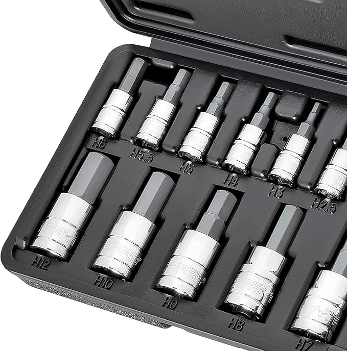 CARBYNE 13-Piece Metric Hex (Allen) Bit Socket Set. Includes 2mm - 14mm. S2 Steel Bits, Cr-V Sockets, Durable Case ??From a Family-Run Tool Company Based in the U.S.A.