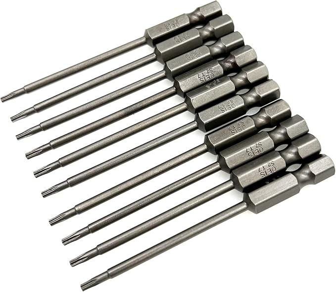 XMHF 10Pcs 75mm/3inch Long 1/4 Inch Hex Shank T7 Torx Head Magnetic Screwdriver Bits Security Tamper Proof Star 6 Point Screw Driver Set