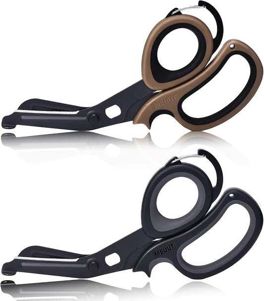 MEUUT 2 Pack Medical Scissors Trauma Shears with Carabiner design, 7.5" Fluoride Coated Non-stick Blades Bandage Scissor for Nurses, EMT, Household, outdoors