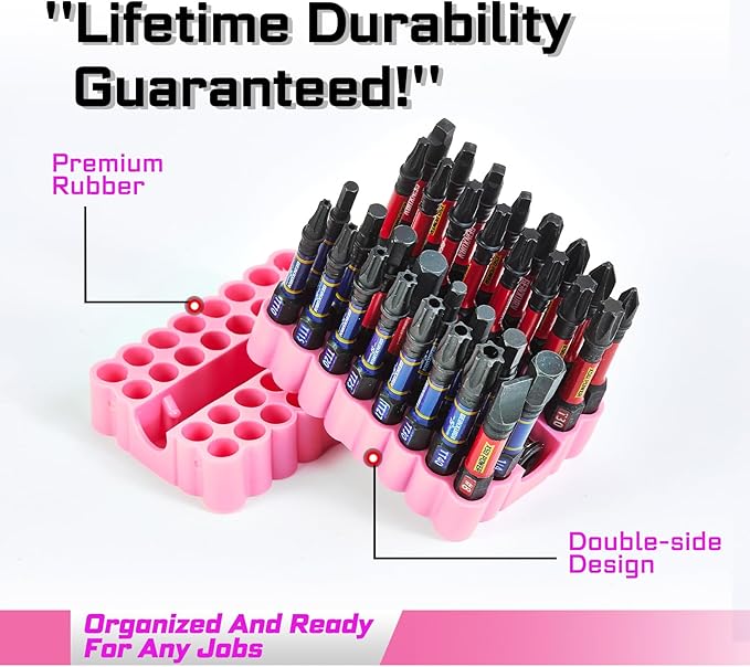 Impact Screwdriver Bits Set, 33 Pieces 2?쒶ulti Head Magnetic S2 Steel Driver Bits PH/SQ/Torx/Slotted/Hex/Security Torx With Pink Soft Base