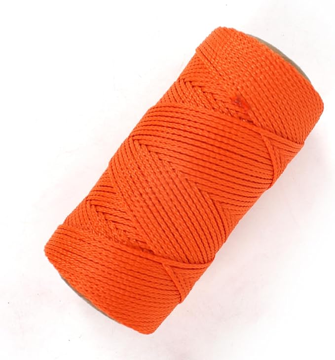 MERIANE Mason Line, 250 Ft #18 Braided Nylon String, Premium String for Masonry Jobs, Construction, Gardening, Net Making and Mending, DIY Projects, Fluorescent Orange