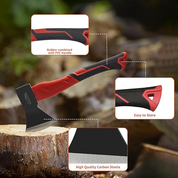 3 Piece Hammer Set, 14" Camping Axe, 400g Engineer Hammer, 20oz Rubber Mallet, Hammers Tools, Large Hammer, Suitable for Home Renovation, Woodworking, Construction, DIY
