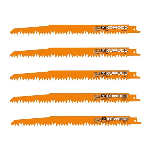 9-Inch Wood Pruning Saw Blades for Reciprocating/Sawzall Saws/Sabre Saws by KOWOOD - 5 Pcs Pack Wood Cutting Set