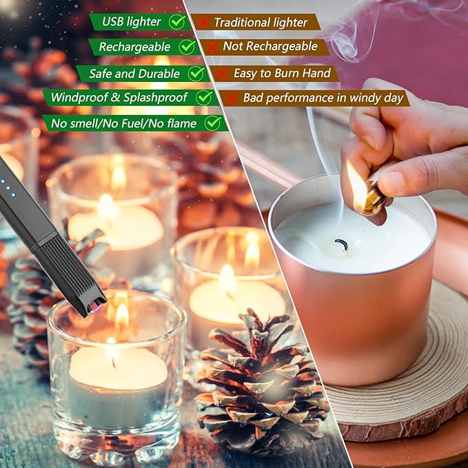 MEIRUBY 2 Pack Lighter Stocking Stuffers - Electric Candle Lighter for Adults, Women, Mom - Cool Gadgets for Gifts