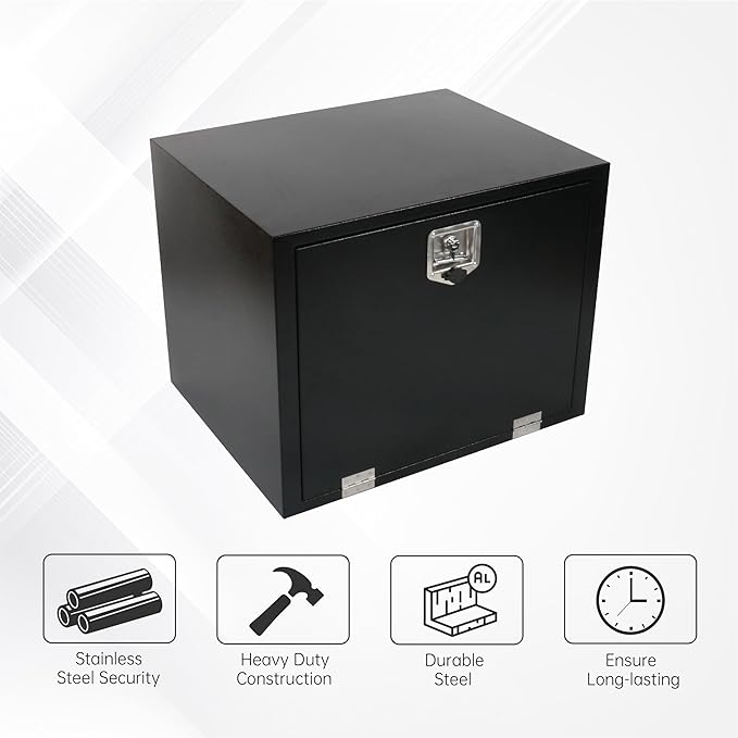 30 Inch Steel Underbody Tool Boxes, Heavy Duty Underbody Toolbox for Truck with Latch, Black (30''*24''*24'')