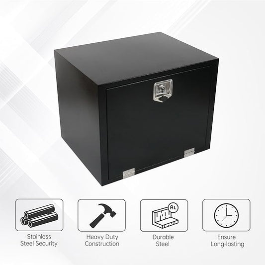 30 Inch Steel Underbody Tool Boxes, Heavy Duty Underbody Toolbox for Truck with Latch, Black (30''*24''*24'')