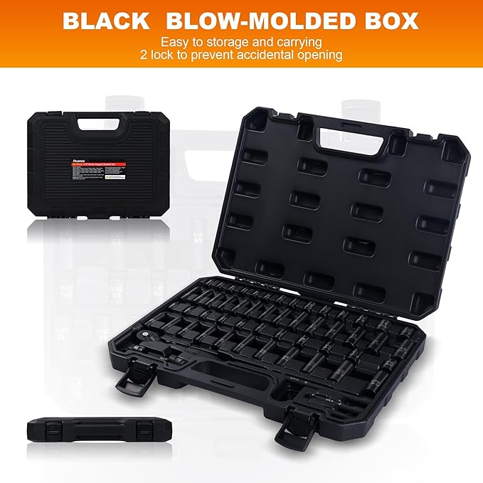 56-Piece 1/4" Drive Socket Set, SAE (5/32"-9/16") & Metric (4mm-15mm), Deep & Shallow, 72-Tooth Ratchet Wrench, Extension Bars, 3/8" F to 1/4" M Reducer, Universal Joint & Power Drill Adapter