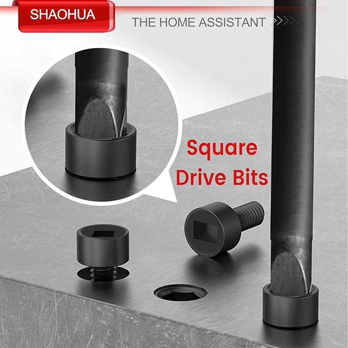 16PCS Magnetic Screwdriver Bits, 6PCS SQ0/1/2/3/4 Square Drive Bits(3.93Inch) and 10PCS SQ2 Square Screwdriver Bit (2.36Inch), 1/4 Hex-Shank Pocket Hole Screw Drill Bit, S2 Steel Long Screwdriver Bits