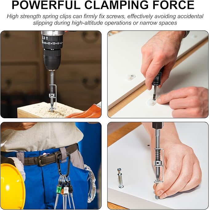 Bit Holder Keychain Tool with1/4?쏦ex Shank,Aluminum Alloy Screwdriver Bit Holder 16pcs Set with Spring Screwdriver Bits,L-Shaped Wrenches,Hollow Bits(T8,T10,T15,T20,T25,T27,T30),Drill Screw Adapter