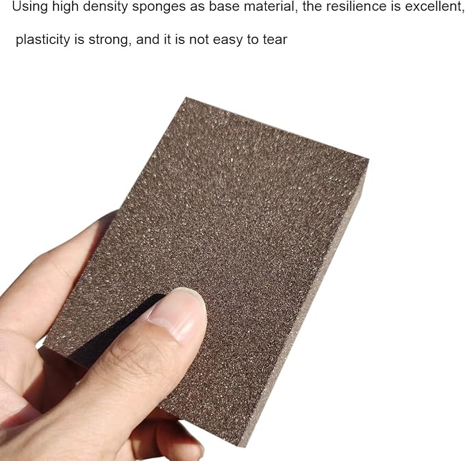 10 Pack 120 Grit Sanding Sponge, Washable and Reusable Sanding Blocks Great for Pot Brush Pan Brush Sponge Brush Glasses Sanding Wood Sanding Metal Sanding (120 Grit-10 Pack)