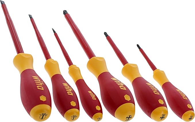 Wiha 32092 Slotted and Phillips Insulated Screwdriver Set, 1000 Volt, 5-Piece