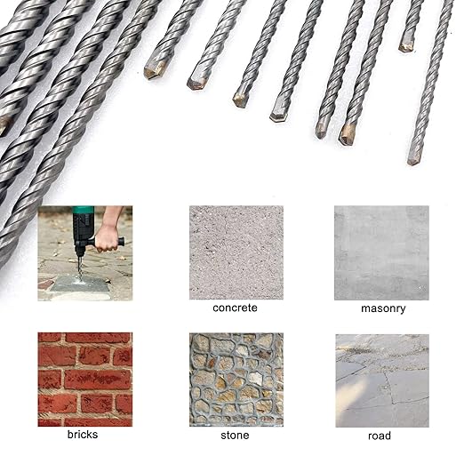 Rotary Hammer Drill Bits Set & Chisels- 17 Pieces SDS Plus Concrete Masonry Hole Tool for Concrete竊똁rick,Block,Stone,Masonry