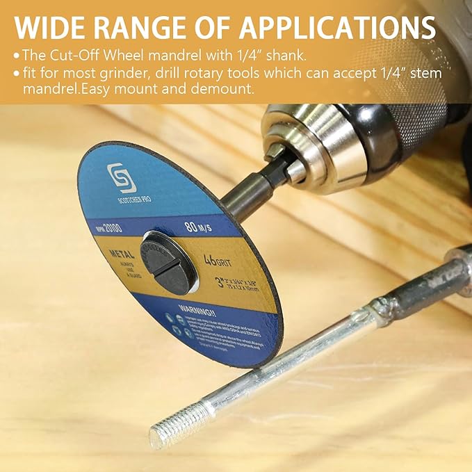Mounting Mandrel 3/8" & 1/4" Arbor Hole (2pack) for Type 1 Cut-Off Wheel 1/4" Shaft for Die Grinder Rotary Tool