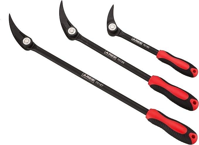 ARES 70184-3-Piece Indexable Pry Bar Set - 11-Position Adjustable Angle Pry Bars - High Strength Chrome Vanadium Steel - Includes 8-Inch, 12-Inch and 16-Inch Indexable Pry Bars