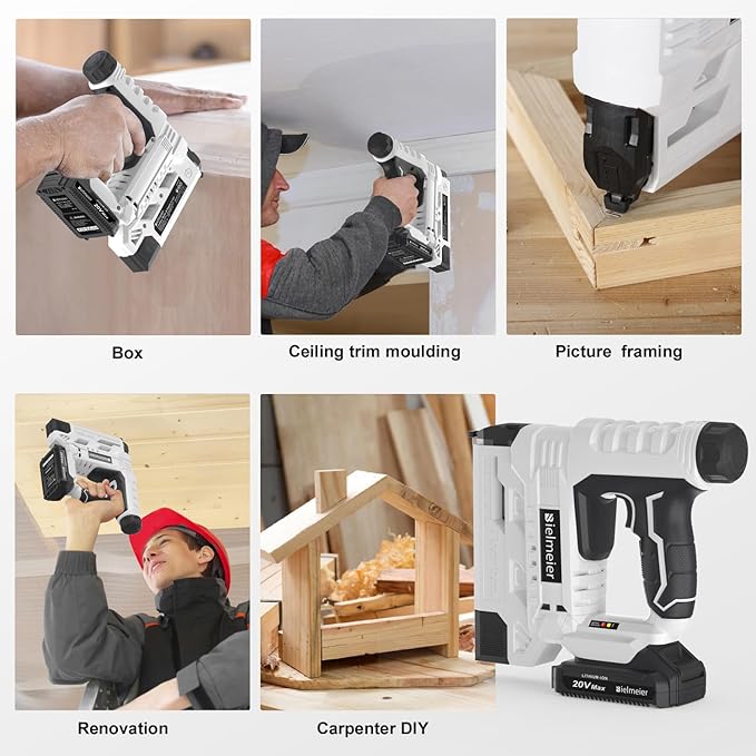 BIELMEIER 20V Nail Gun Battery Powered, 18 Gauge 2 In 1 Cordless Brad Nailer Stapler for Upholstery and Carpentry, Electric Staple Gun Includes a 2.0Ah Battery, 1590Pcs Staples and Nails