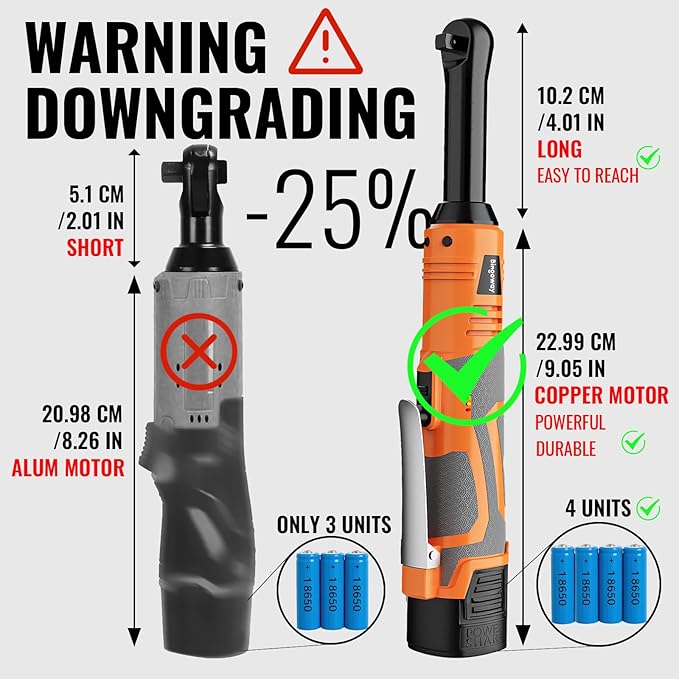 3/8" Extended Electric Ratchet Wrench Set, 45ft-lbs Cordless Long Neck Power Ratchet Wrench Kit with 2pcs Batteries, LED Light, 9 Sockets, Toolbox, Variable Speed, For Housework, Car Repair