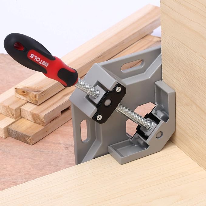 WETOLS Corner Clamp for Woodworking 4PCS 90 Degree Right Angle Clamp with Adjustable Aluminum Alloy Swing Jaw, Single Handle Clamps for Woodworking, Photo Framing, Gifts for Men Dad