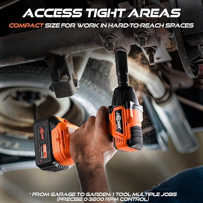 Cordless Impact Wrench 1/2 Inch, [Brushless] [REAL 400N.m] [2350 RPM], Impact Gun with 2×4.0Ah Battery [21V MAX], Power Electric Wrench for Car Tire/House/Mower, [6 Sockets] [Storage Box]