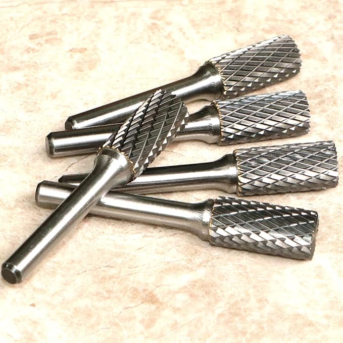 SB-5 Carbide Burr Set Tungsten Die Grinder Bits (1/2" Head Dia X 1" Cutter Length) with 1/4" (6.35mm) Shank for Die Grinder Bits Drill Rotary Tools Cylinder Shape (Pack of 5)