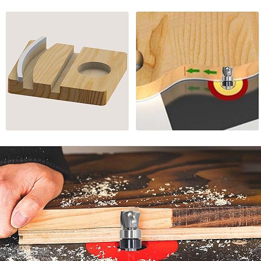 Flush Trim Router Bit 1/4 Shank, Down-Cut Carbide Head 3-Flute, 1/2" Diameter, 3/8" Cutting Length, Pattern Template Spiral Flush Trim Router Bit, for Grooves, Bottom Cleaning, Wood Trimming