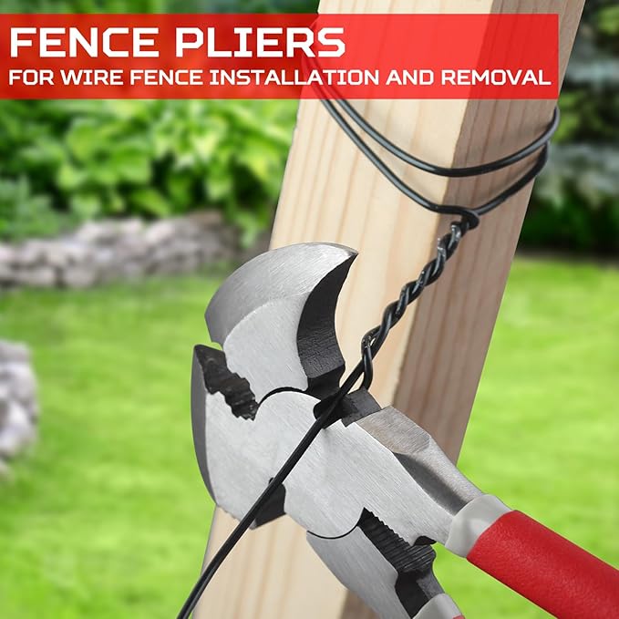 SPEEDWOX Multi Tool 9.5-Inch Fencing Pliers With Hammer Fence Cutter Nail Puller Wire Cutting Hammer Head Pliers