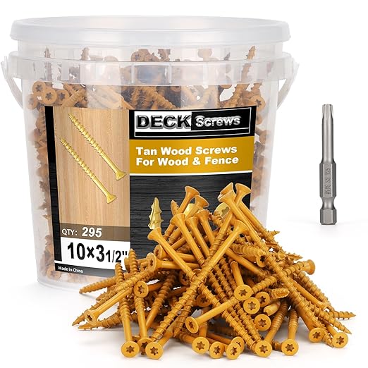 Deck Screws #10 x 3-1/2?쇺? T25 Star Torx Drive Flat Head Wood Screws, Tan, 5lb