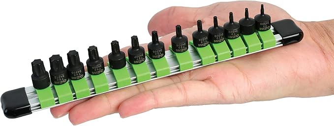 OEMTOOLS 24293 Stubby Torx Bit Socket Set, 13 Pc Torx Set 1/4" Drive for Tight Space Fastener Removal, Includes Sizes T7-T50