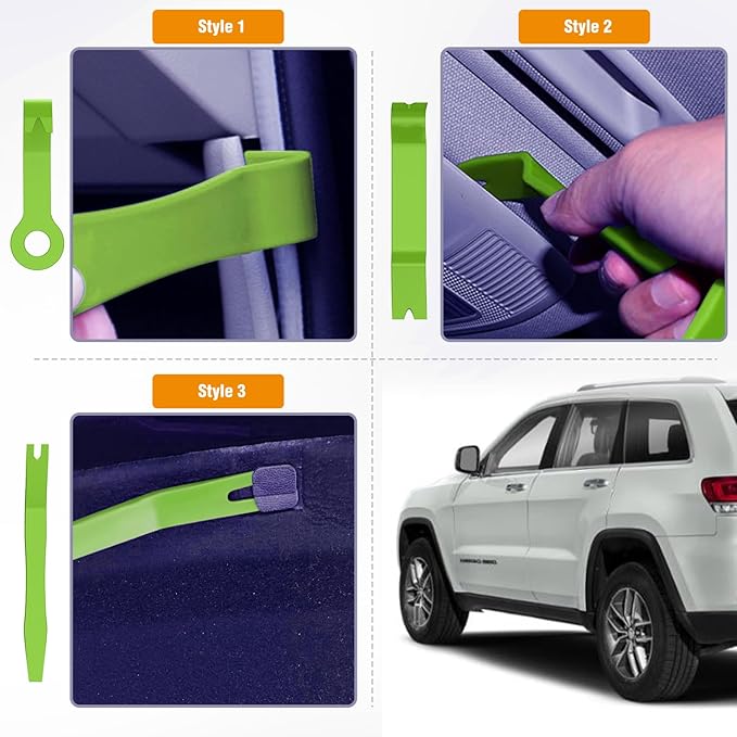 GOOACC 9PCS Auto Trim Removal Tool Kit No-Scratch Tool Kit for Car Audio Dash Window Molding Fastener Remover Tool Kit-Green