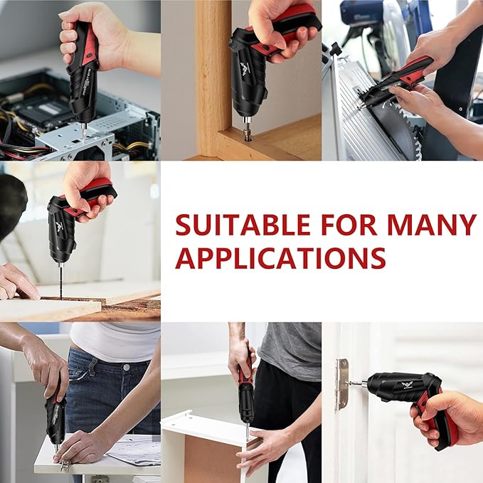 Electric Screwdriver, 3.6V Cordless & Rechargeable Screwdriver Set, 47pc Drill Set with Led Lights, USB Charging Cable