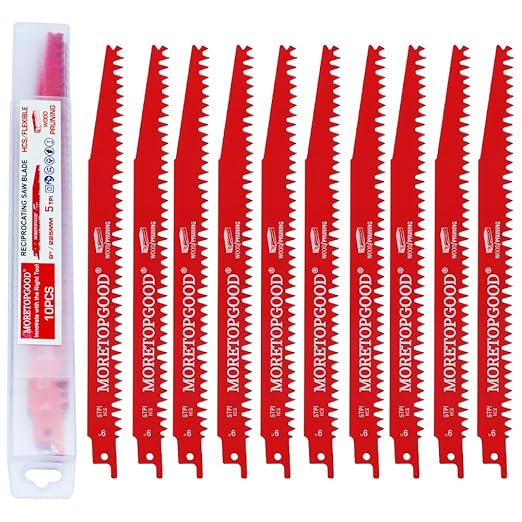 Wood Pruning Reciprocating Saw Blades - 9 Inch Saw Blades for Trees and Wood Cutting (10 Pack/5TPI)