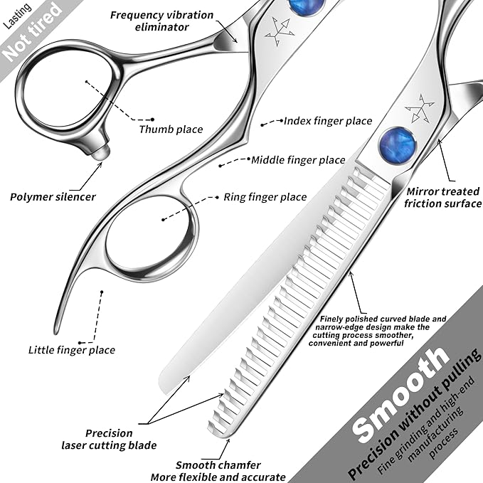 High-end Professional Hair Cut Thinning Scissors Hair Cutting Teeth Shears Barber Hairdressing Texturizing Scissor Extremely Very Sharp 6.6 Inch Dynamic Stainless Steel Alloy For Men Women