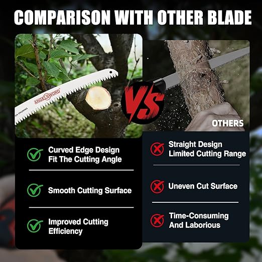 ANGELSWORD 12 Inch(2 Pack)& 15 inch(3 Pack) Arc Edge Reciprocating Saw Blade, 6TPI Wood Pruning Saw Blades for Tree Trimming, Wood Cutting