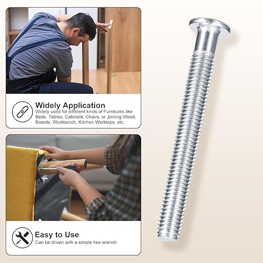 METALLIXITY Furniture Crib Screws Replacement Set with Wrench(M6-1x110mm) 16Pcs, Galvanization Connector Bolt M6 Screw Barrel Nuts Binding Screws, for Chair Cabinet Bed, Blue White