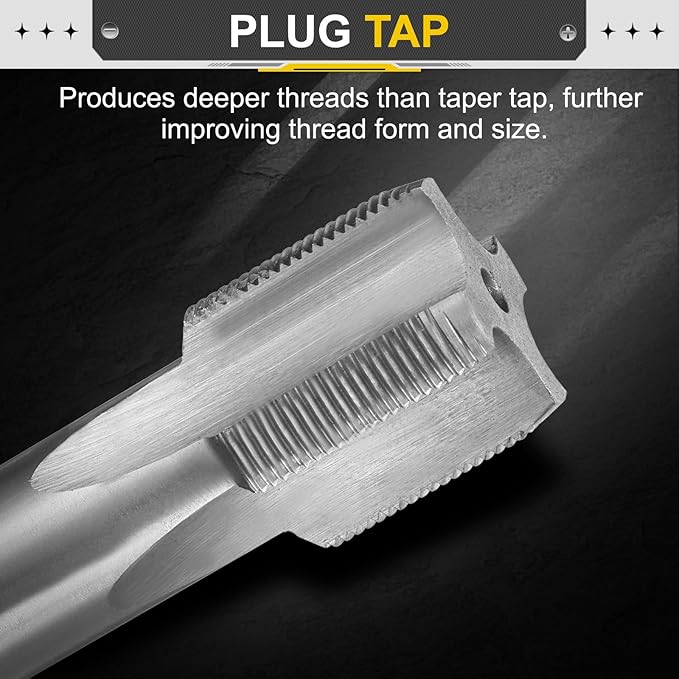 uxcell Hand Plug Tap M22 x 1 H2 Metric Thread Plug Style Taps Straight Flute Screw Tapping Threading Tool High Speed Steel HSS6542