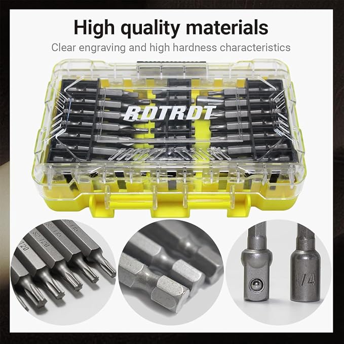 51-Piece Screwdriver Bit Set, Impact Driver Bit Set with Phillips/Slotted/Torx/Hex/Square Bits, 1/4" & 3/8" Socket Adapter, Magnetic Nut Drivers, S2 Alloy Steel for Impact Driver
