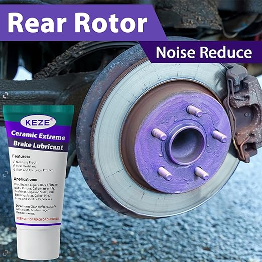 Keze Brake Caliper Grease Ceramic Brake Lubricant Automotive Resistant to Moisture, Corrosion Contaminants Silences Brake Noise Anti Seize Lubricant Compound for Caliper Assembly, 1 Oz-2 Pack