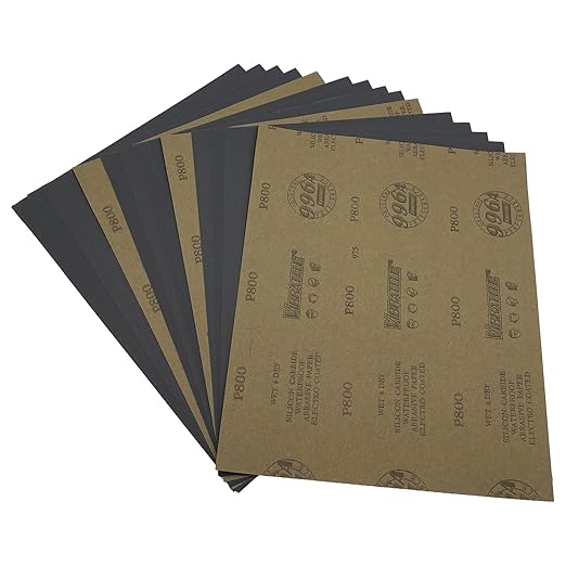 800 Grit Wet Dry Sandpaper, 9 x 11 Inch Sanding Sheets, 15PCS Premium Silicon Carbide Sand Paper for Wood Metal Ceramic or Auto Polishing and Scratches Removing