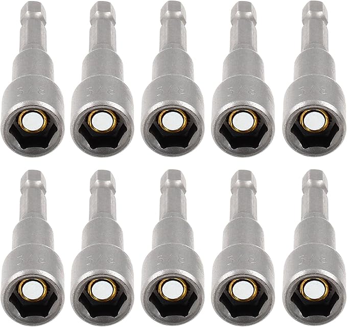 Litoexpe 10 Pcs 3/8 Inch Hex Magnetic Power Hex Nut Driver Magnetic Extension Socket Drill Bit Set, Quick Change Socket Nut Impact Driver for Electric Drill