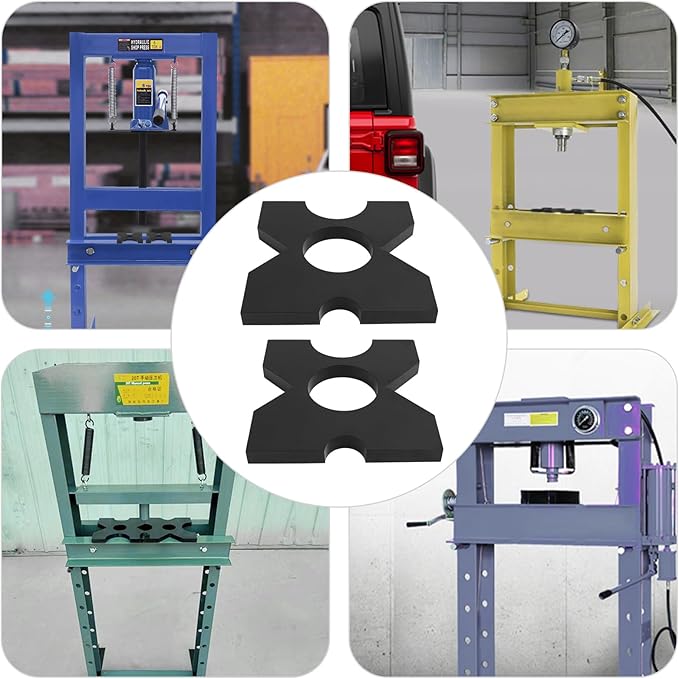 2-Pack H-Frame Hydraulic Press Plates, Universal Arbor Press Plate Set with Multiple V-U Openings & Round Holes, for 20 Ton & 32 Ton Shop Presses, 1 Inch Thick High-Strength Iron (9.75 * 9.75 * 1 in)