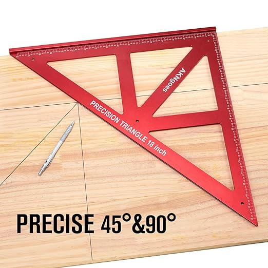 Precision Triangle Square 12inch, Metric & Imperial Scale Framing Square for Precise 90 and 45-Degree Measurement, Aluminum Alloy Architect Ruler for Carpenter