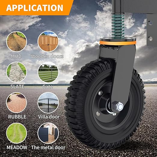 Gate Wheel, 8??Heavy Duty Fence Gate Wheel, Made of Fine Iron Solid Rubber, Maximum Weight Capacity 750 Lbs, Corrosion and Rust Resistant, for Wood Gates and Metal Pipe Gates. (Yellow Upgrade)